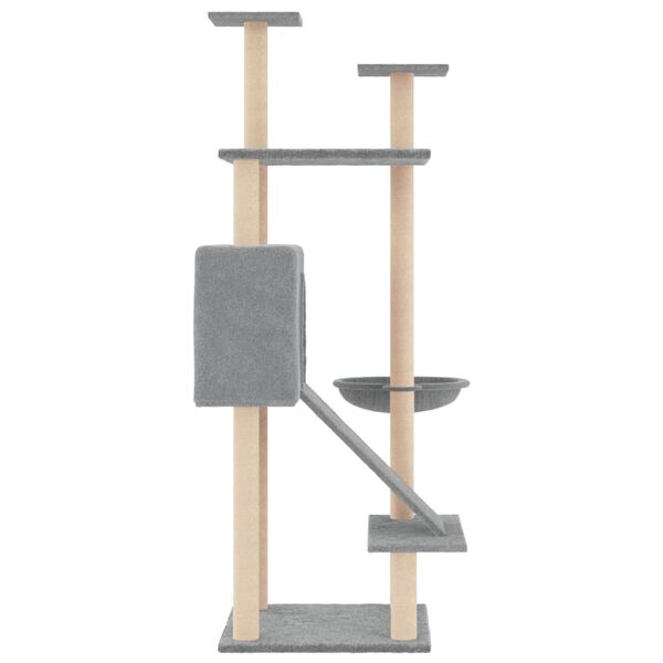 vidaXL Cat Tree with Sisal Scratching Posts Light Grey 153 cm