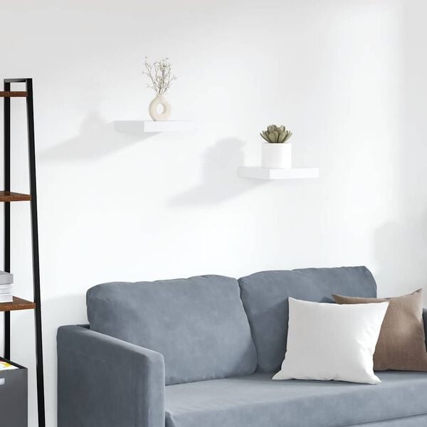 vidaXL Floating Wall Shelves 2 pcs White 23x23.5x3.8 cm MDF