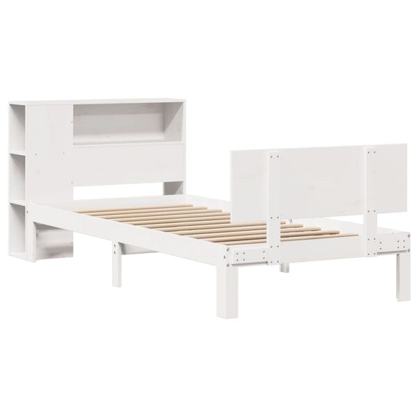 vidaXL Bookcase Bed without Mattress White 90x200cm Solid Wood Pine