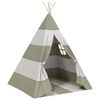 vidaXL Children Tent Grey and White 120 x 120 x 150 cm Solid pine wood