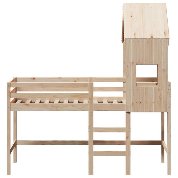 vidaXL Loft Bed with Ladder and Roof without Mattress 90x190 cm Single