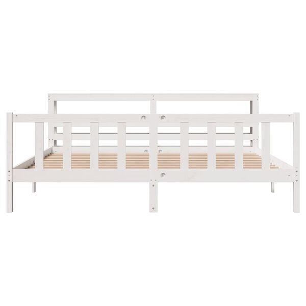 vidaXL Bed Frame without Mattress White 180x200 cm Super King Solid Wood Pine
