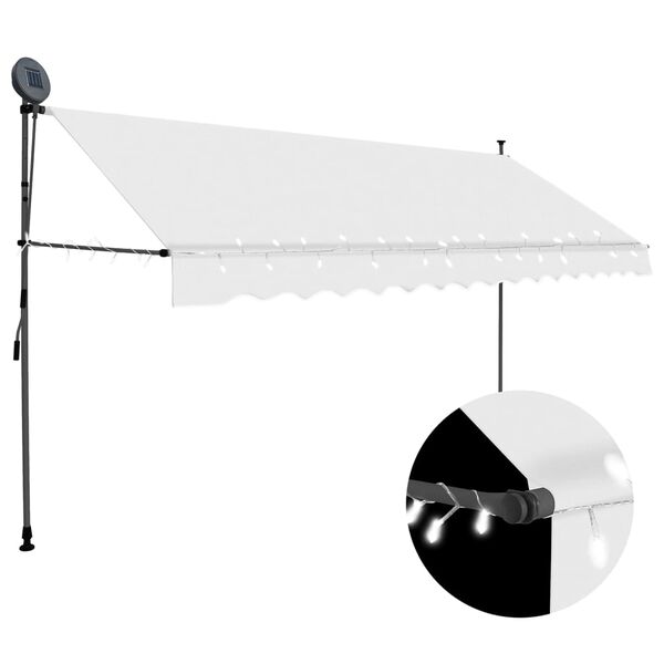 vidaXL Manual Retractable Awning with LED 350 cm Cream