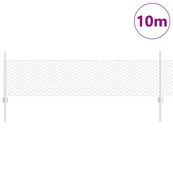 vidaXL Fence with Post Silver 0.5 x 10 m Steel