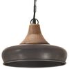 vidaXL Industrial Hanging Lamp Grey Iron & Solid Wood 26 cm E27