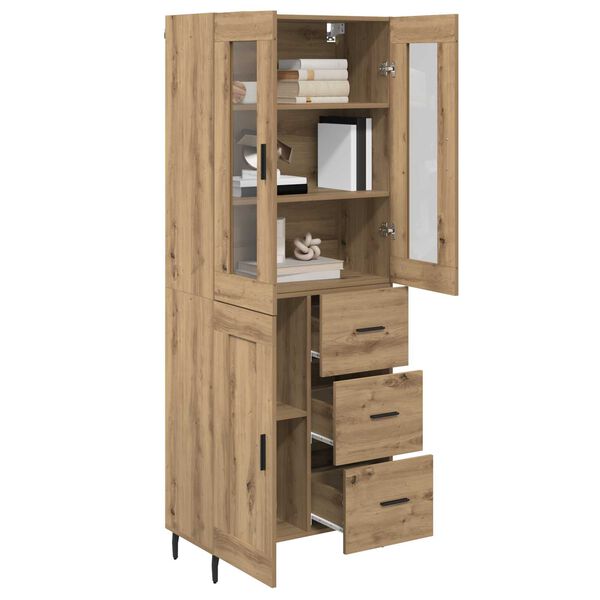 vidaXL Highboard 2 pcs Artisan Oak Engineered Wood and Glass
