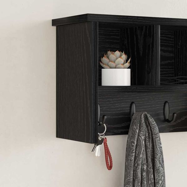 vidaXL Wall-Mounted Coat Rack with Shelf Black oak 50 x 16 x 26 cm