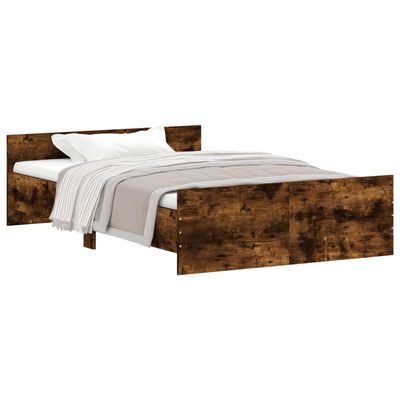 vidaXL Bed Frame with Headboard and Footboard Smoked Oak 120x190 cm Small Double