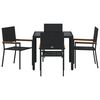 vidaXL Garden Dining Set 5 pcs Black Poly Rattan