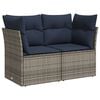 vidaXL Garden Sofa with Cushion Grey 124 x 62 x 69 cm Poly Rattan