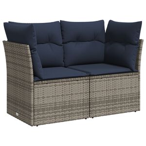 vidaXL Garden Sofa with Cushion Grey 124 x 62 x 69 cm Poly Rattan