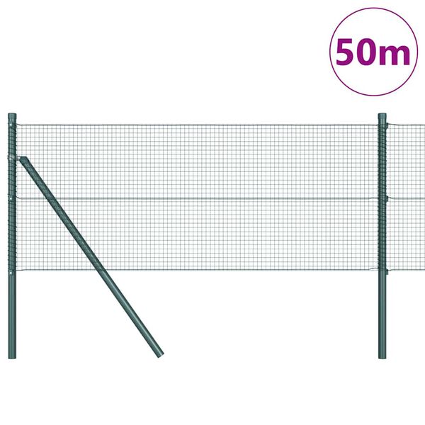vidaXL Fence Post Green 50 x 0.6 m (16 x 16 mm mesh) Steel and PVC