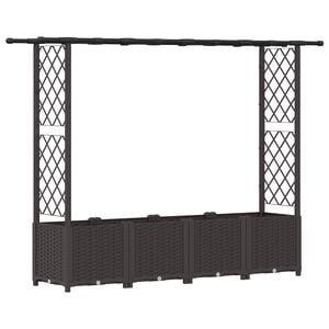 vidaXL Raised Bed with Trellis and Roof Brown 203 x 40 x 138 cm PP