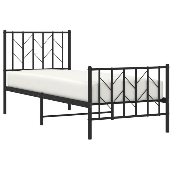 vidaXL Metal Bed Frame without Mattress with Footboard Black 75x190cm