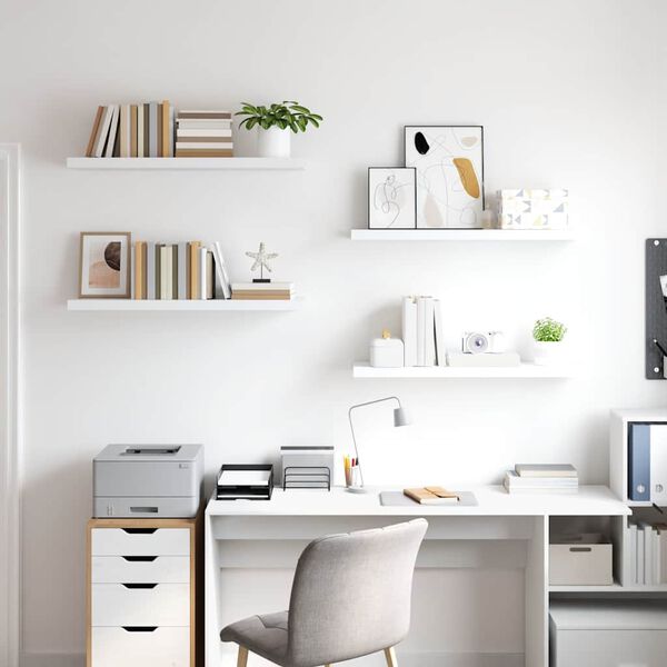 vidaXL Floating Wall Shelves 4 pcs White 90x23.5x3.8 cm MDF