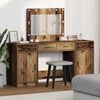 vidaXL Dressing Table with Mirror Lights 3 pcs Brown Engineered Wood