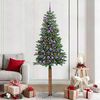 vidaXL Slim Christmas Tree Green 210 cm PVC and Solid Pine wood