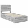 vidaXL Bed Frame Grey Sonoma and Silver 75 x 190 cm Engineered Wood