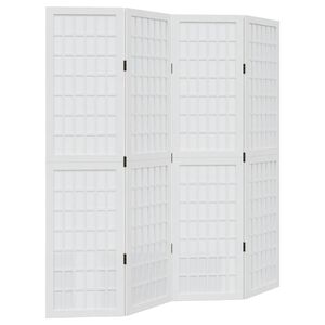 vidaXL Room Divider 4 Panels White Solid Wood Paulownia