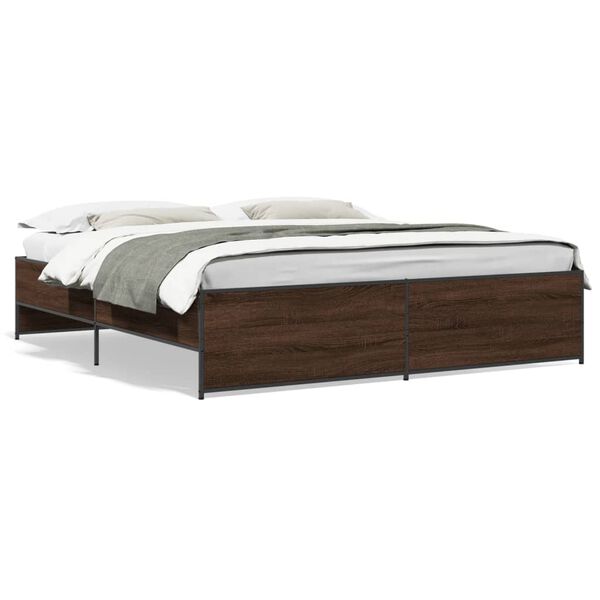 vidaXL Bed Frame without Mattress Brown Oak 200x200 cm