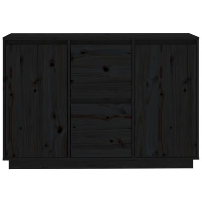 vidaXL Sideboard Black 111x34x75 cm Solid Wood Pine