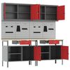 vidaXL Work Bench Set with Drawer 8 pcs Red 200 x 55 x 200 cm Steel