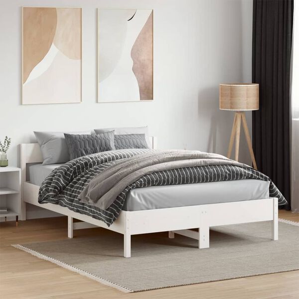 vidaXL Bed Frame without Mattress White 140x190 cm Solid Wood Pine