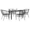 vidaXL 5 Piece Garden Dining Set Black Poly Rattan Glass