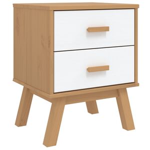 vidaXL Bedside Cabinet OLDEN White and Brown Solid Wood Pine