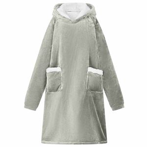 vidaXL Blanket Hoodie Grey L Fleece and Flannel
