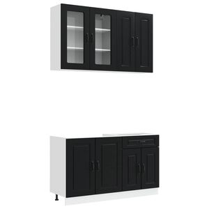 vidaXL Kitchen Unit KALMAR 4 pcs Black Engineered Wood