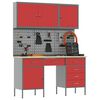 vidaXL Work Cabinet with Drawer 8 pcs Red Engineered Wood and Steel