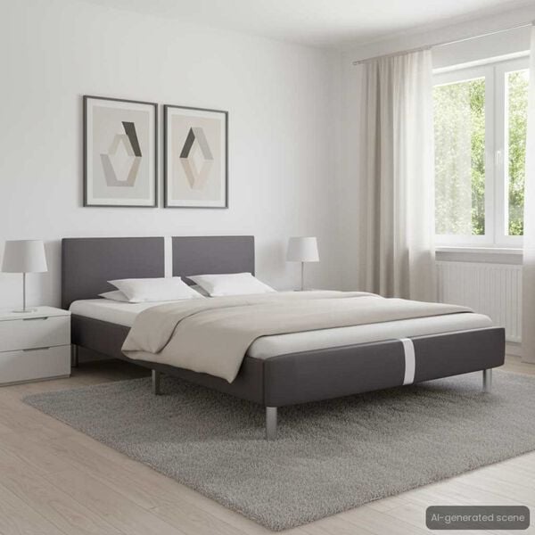 vidaXL Bed Frame without Mattress Grey Faux Leather 135x190 cm Double