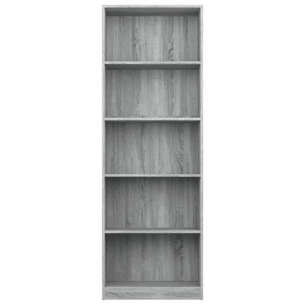 vidaXL 5-Tier Book Cabinet Grey Sonoma 60x24x175 cm Engineered Wood