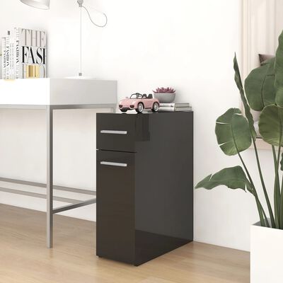 vidaXL Apothecary Cabinet High Gloss Black 20x45.5x60 cm Engineered Wood