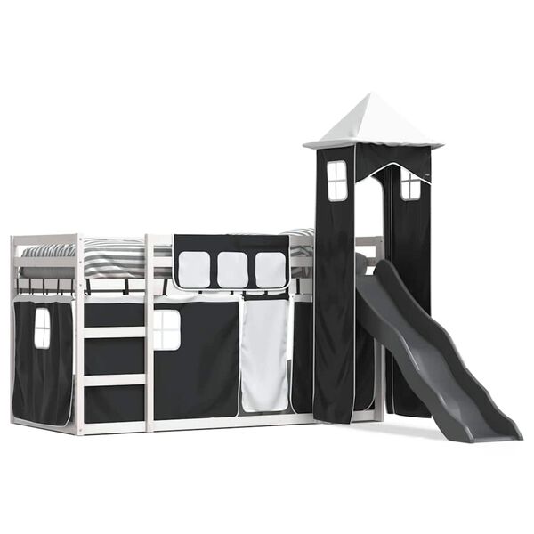 vidaXL Bunk Bed without Mattress with Slide White and Black 90x200 cm