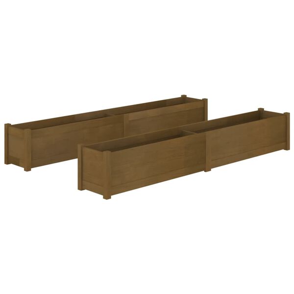 vidaXL Garden Planters 2 pcs Honey Brown 200x31x31 cm Solid Pinewood