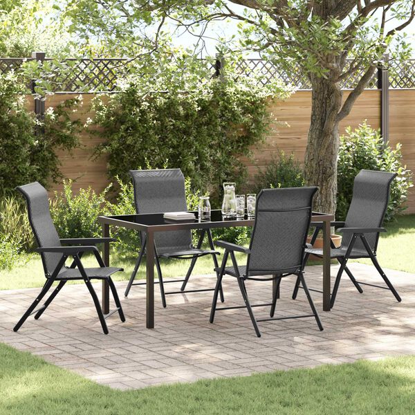 vidaXL Garden Dining Set 5 pcs Grey Powder-Coated Steel