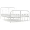 vidaXL Metal Bed Frame without Mattress with Footboard White 140x200cm
