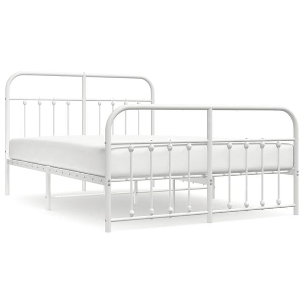 vidaXL Metal Bed Frame without Mattress with Footboard White 140x200cm