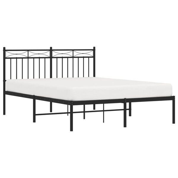 vidaXL Metal Bed Frame without Mattress with Headboard Black 140x190cm