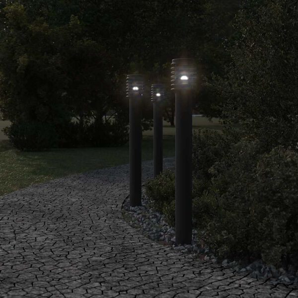 vidaXL Outdoor Floor Lamps with Outlet 3pcs Black 110cm Stainless Steel