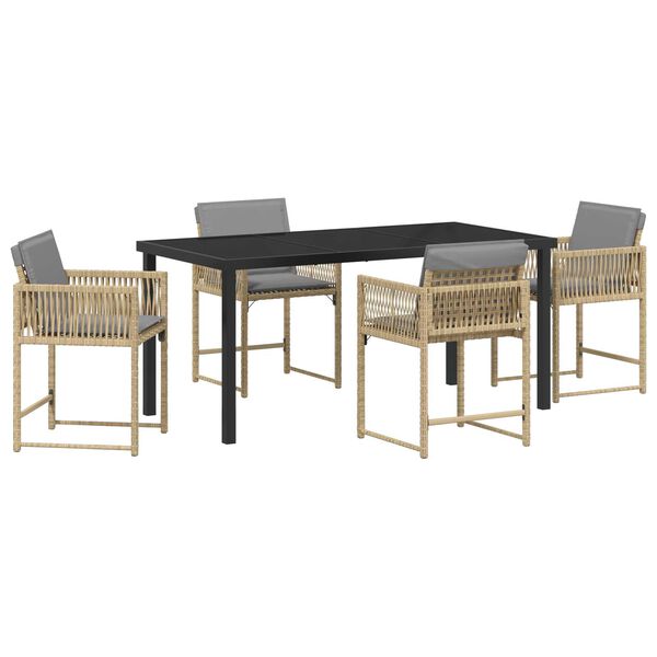 vidaXL Garden Dining Set 5 pcs Beige Poly Rattan