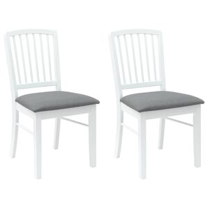 vidaXL Dining Chairs 2 pcs Solid Rubber Wood White 50 x 52.5 x 91 cm