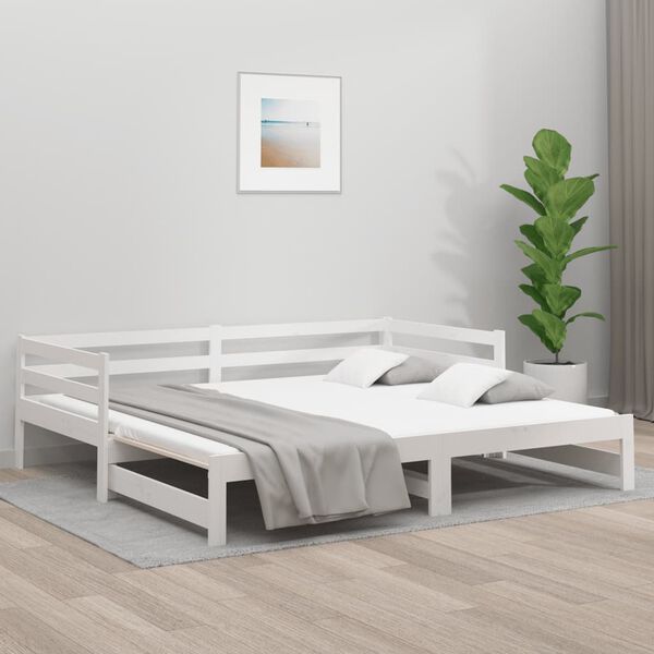 vidaXL Pull-out Day Bed without Mattress White 80x200 cm