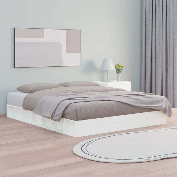 vidaXL Bed Frame without Mattress White 200x200 cm Solid Wood