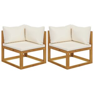 vidaXL Sectional Corner Sofas 2 pcs with Cushions Solid Wood Acacia