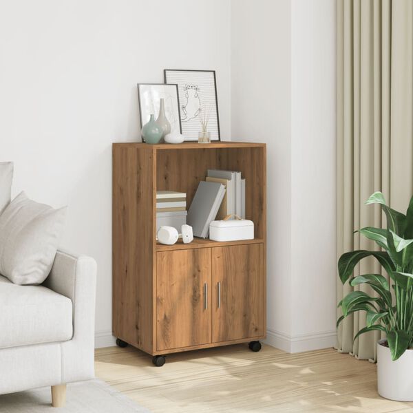 vidaXL Rolling&nbsp;Cabinet Artisian Oak 55x40x91 cm Engineered Wood