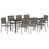 vidaXL Garden Dining Set with Cushion 9 pcs Grey Poly Rattan