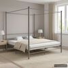 vidaXL Canopy Bed Frame without Mattress Grey Metal 180x200 cm Super King